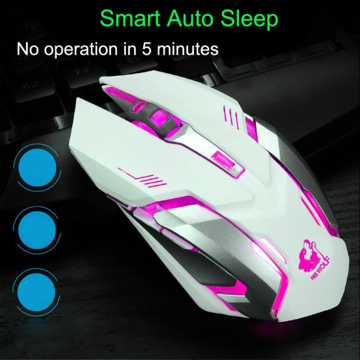 7th Generation Dragon Stealth Wireless Silent LED Backlit USB Optical Gaming Mouse