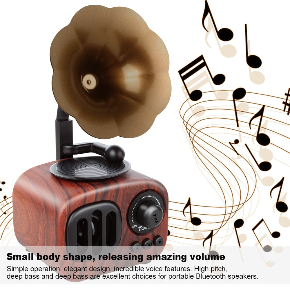 True Wireless Bluetooth Mini Speaker with Microphone - Vintage Radio Edition