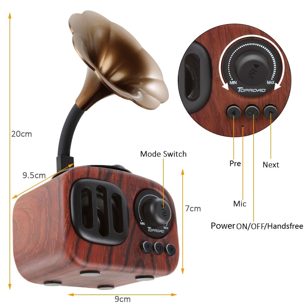 True Wireless Bluetooth Mini Speaker with Microphone - Vintage Radio Edition