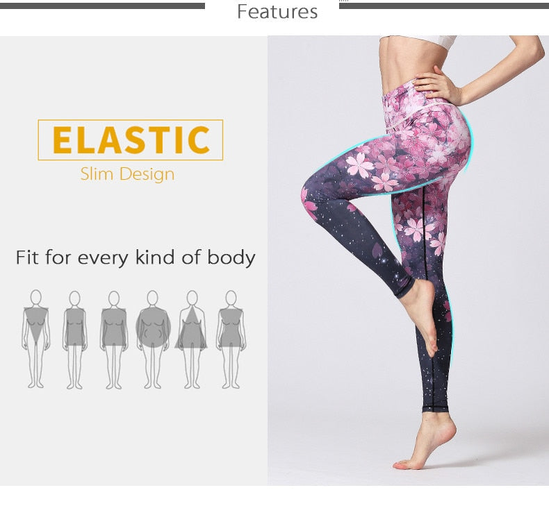 Slim Fit High Waist Floral Yoga Leggings for Women