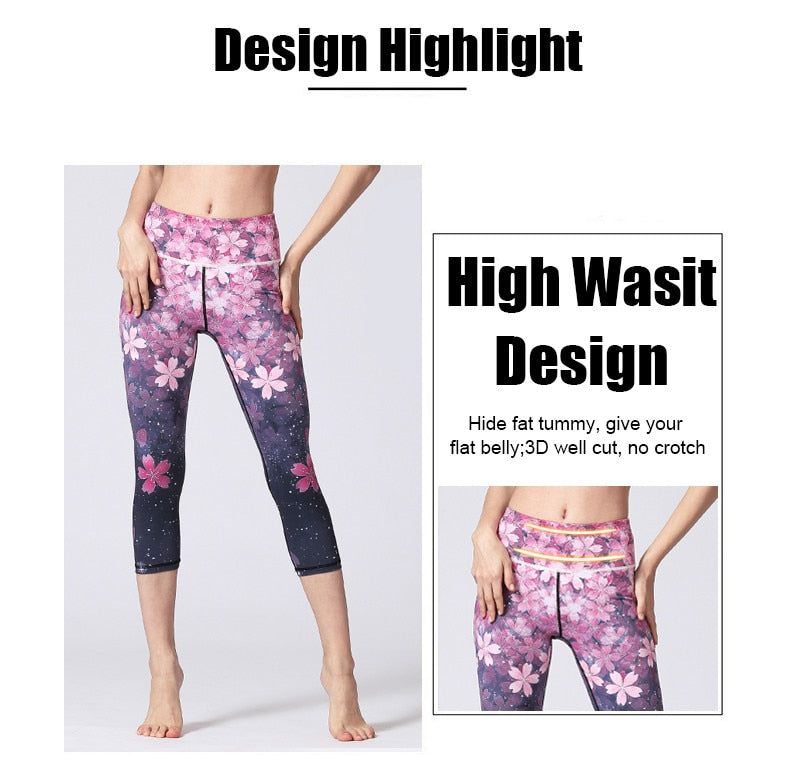 Slim Fit High Waist Floral Yoga Leggings for Women