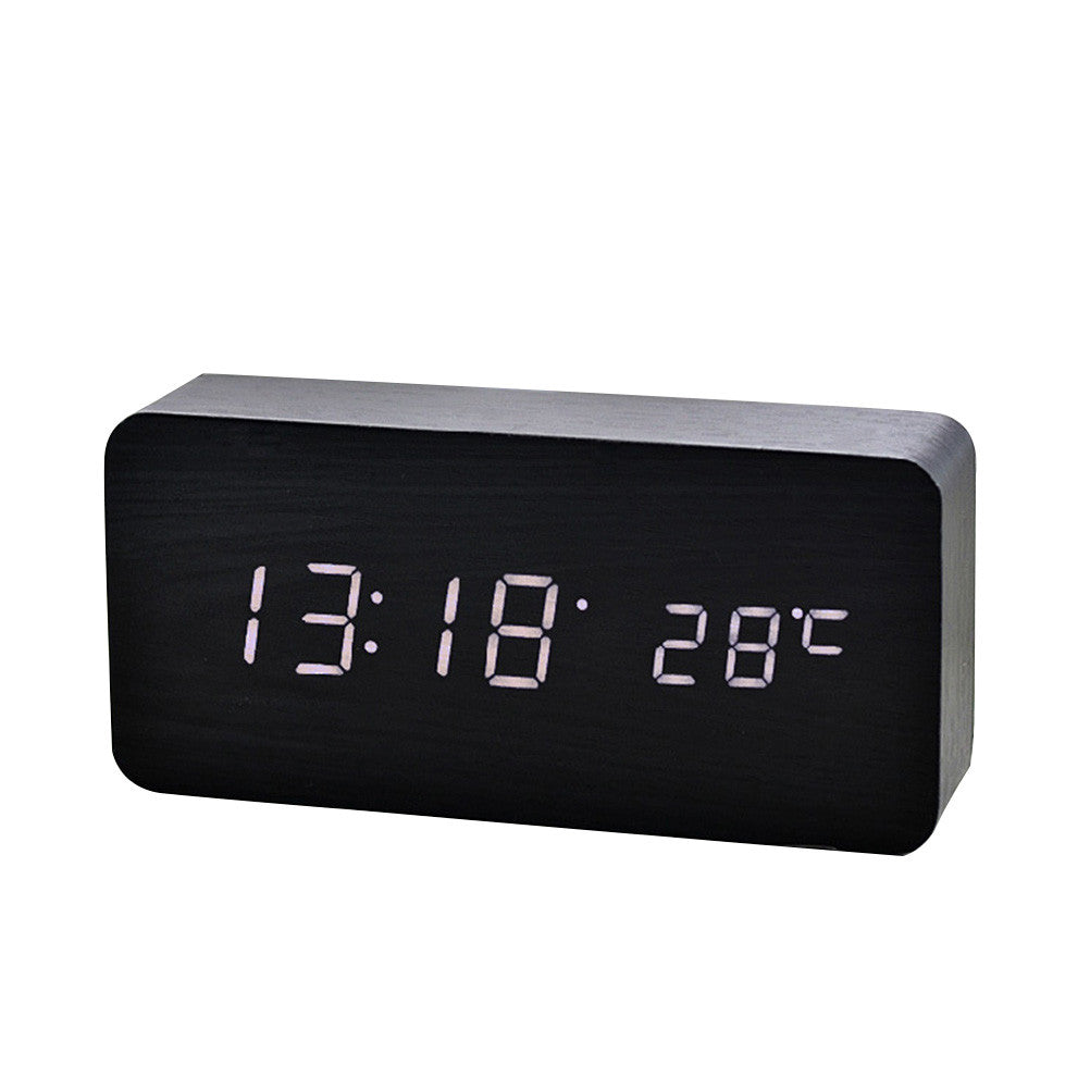 Wooden LED Digital Clock with Temperature Indicator