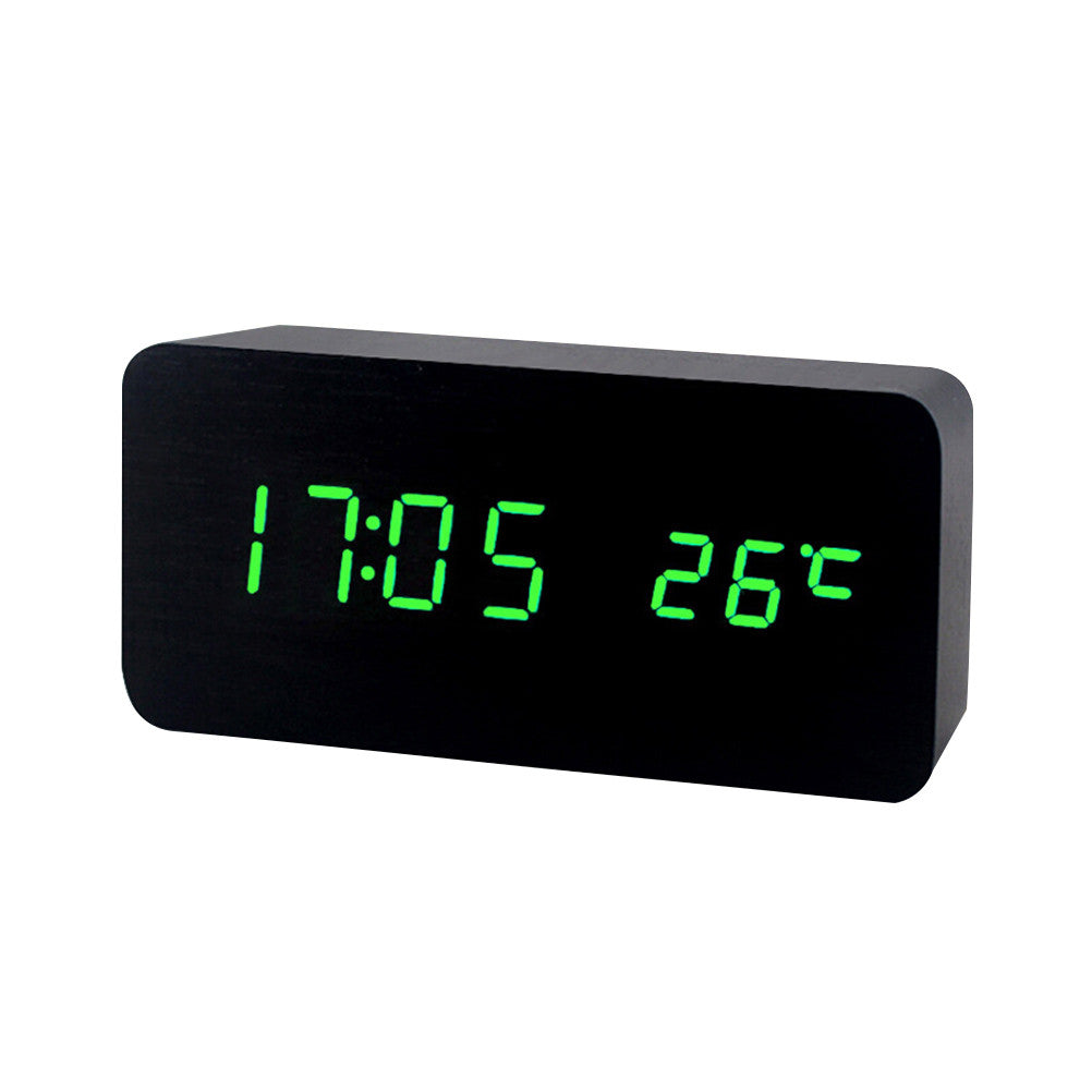 Wooden LED Digital Clock with Temperature Indicator