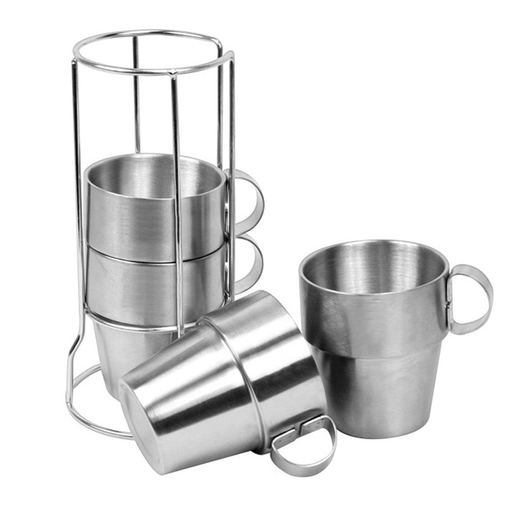 Stainless Steel Double Layer Coffee Mugs - Set of 4