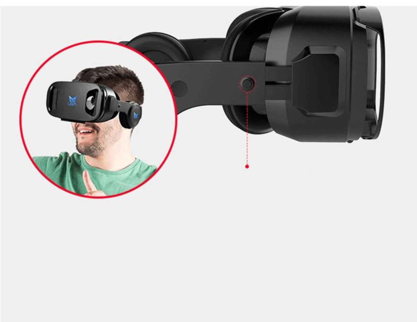 3D Virtual Reality Headset with Integrated Stereo Headphone