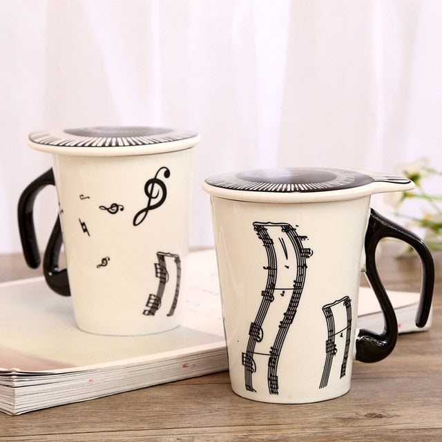 Musical Inspiration Ceramic Coffee Mug with Piano Lid