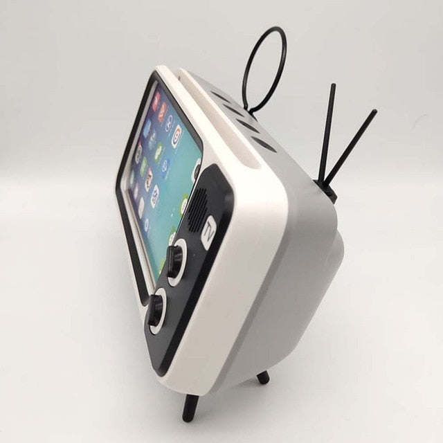 Wireless TV Stand Design Bluetooth Speakers with Integrated Microphone and Phone Holder