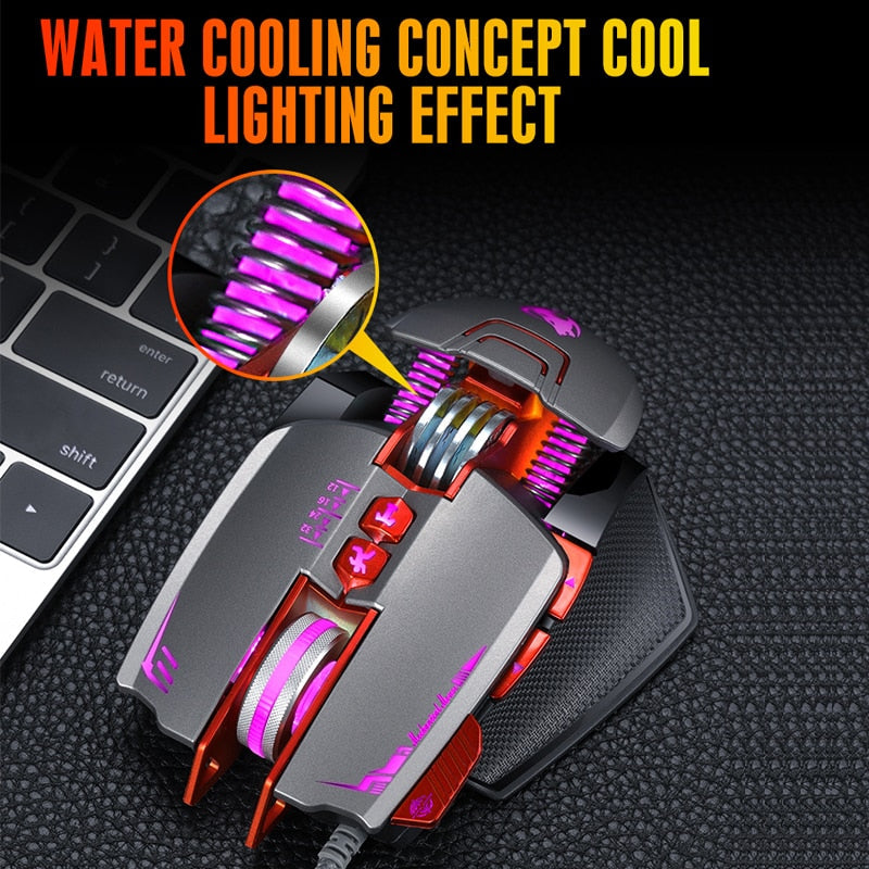 Adjustable LED Gaming Mouse with 8 Buttons and Customizable DPI - DragonV9