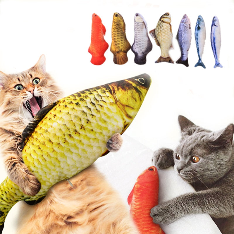 Soft Plush 3D Cat Fish-Shaped Pillow Set - 5 Pieces