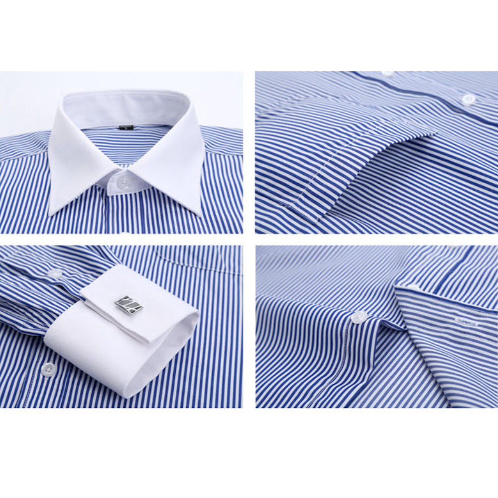 Contrast Cuff Pinstripe Men's Shirt