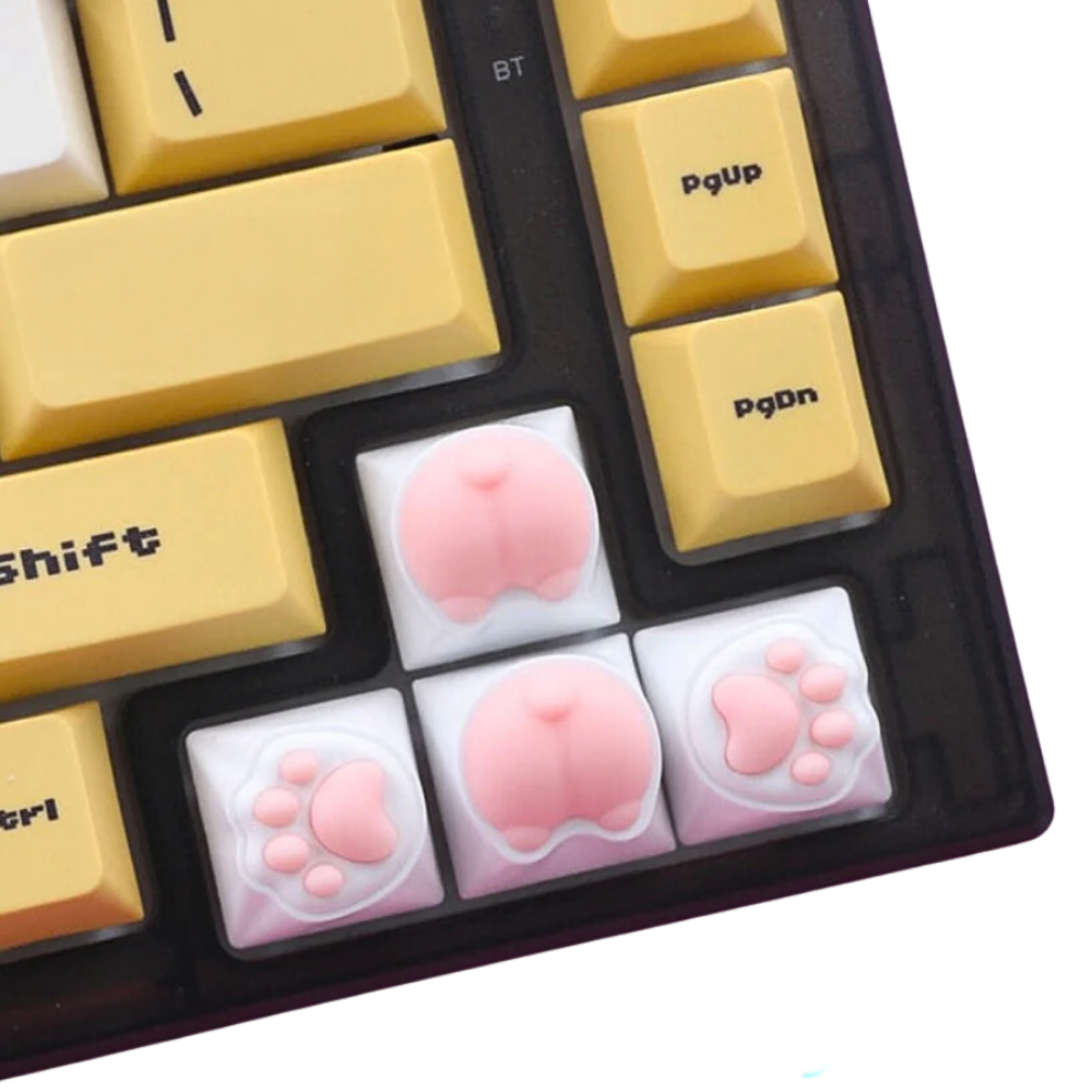 Set of 4 Keycaps with Feline Paws Design