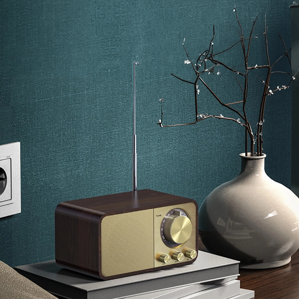 Wooden Bluetooth Speaker with Vintage Classic Radio Theme