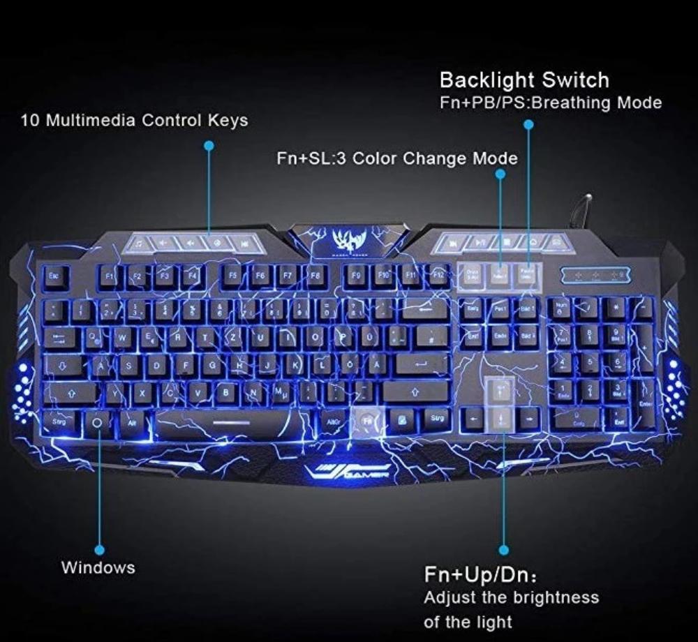 Z8V Wired 3 Backlight Ninja Dragons Gaming Keyboard with Ergonomics