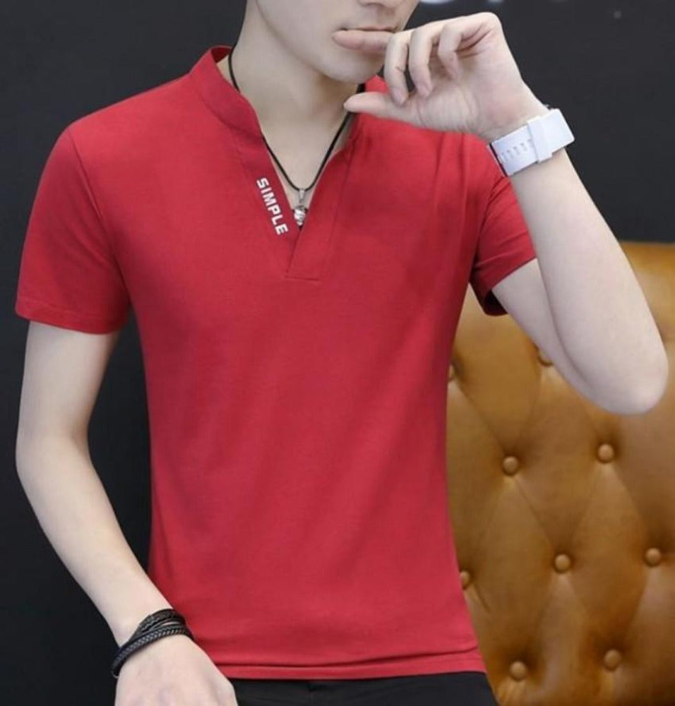 Slim Fit Men's Casual V-Neck Tee