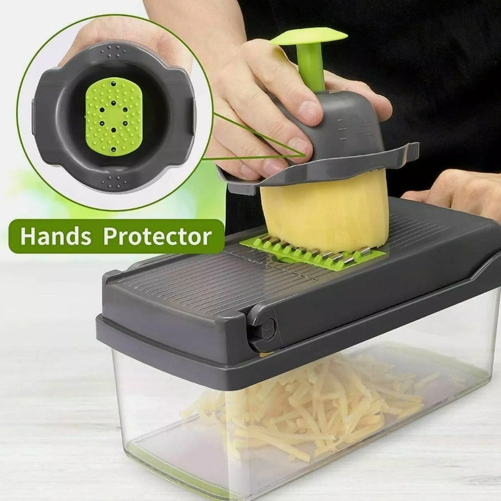 Vegetable and Fruit Slicer with Multi-Purpose Functionality and Convenient Food Storage
