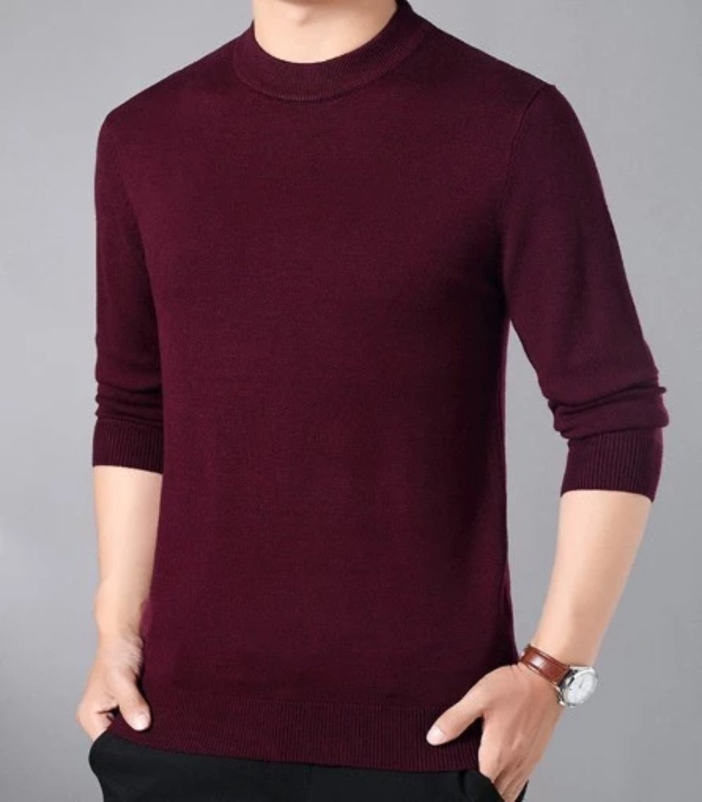 Slim Fit Sweater for Men with Round Neck