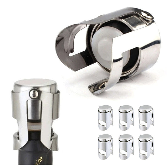 6-Pack Stainless Steel Wine Bottle Stoppers - Keep Your Wine Fresh and Flavorful for Longer
