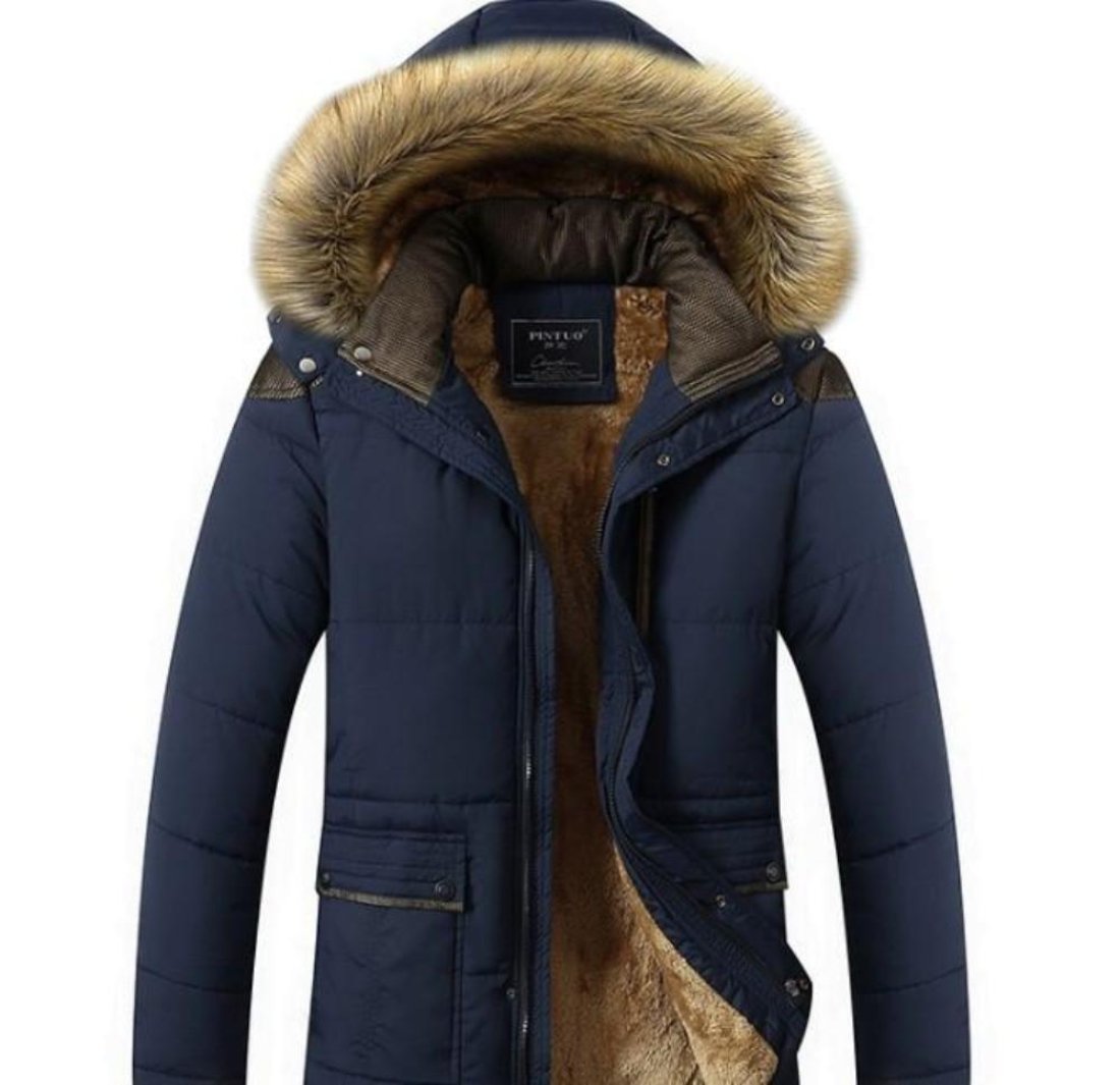 Winter Hooded Coat for Men in Beige