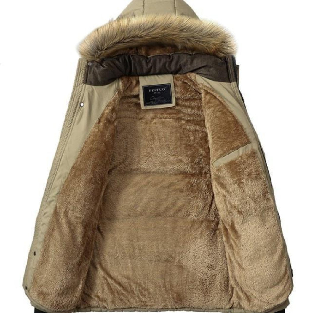 Winter Hooded Coat for Men in Beige