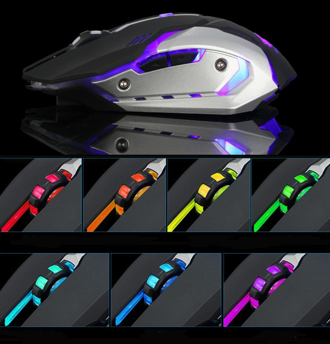 7th Generation Dragon Stealth Wireless Silent LED Backlit USB Optical Gaming Mouse