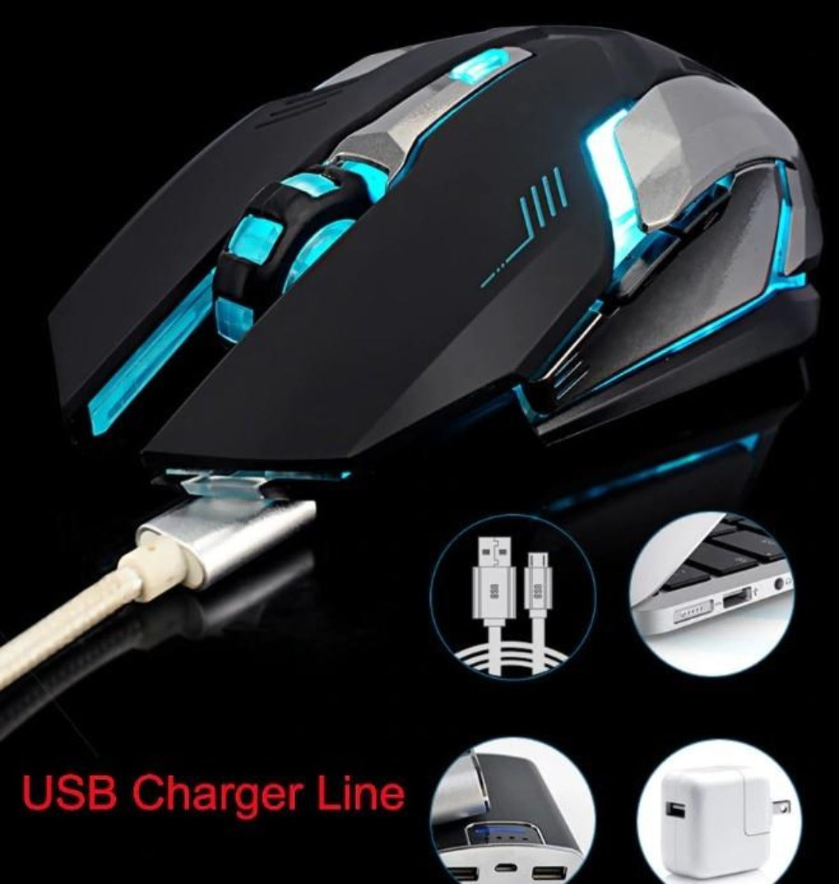 7th Generation Dragon Stealth Wireless Silent LED Backlit USB Optical Gaming Mouse