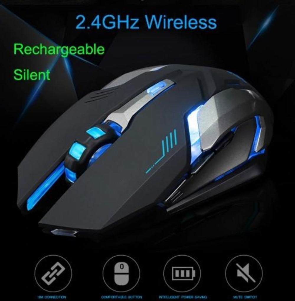 7th Generation Dragon Stealth Wireless Silent LED Backlit USB Optical Gaming Mouse