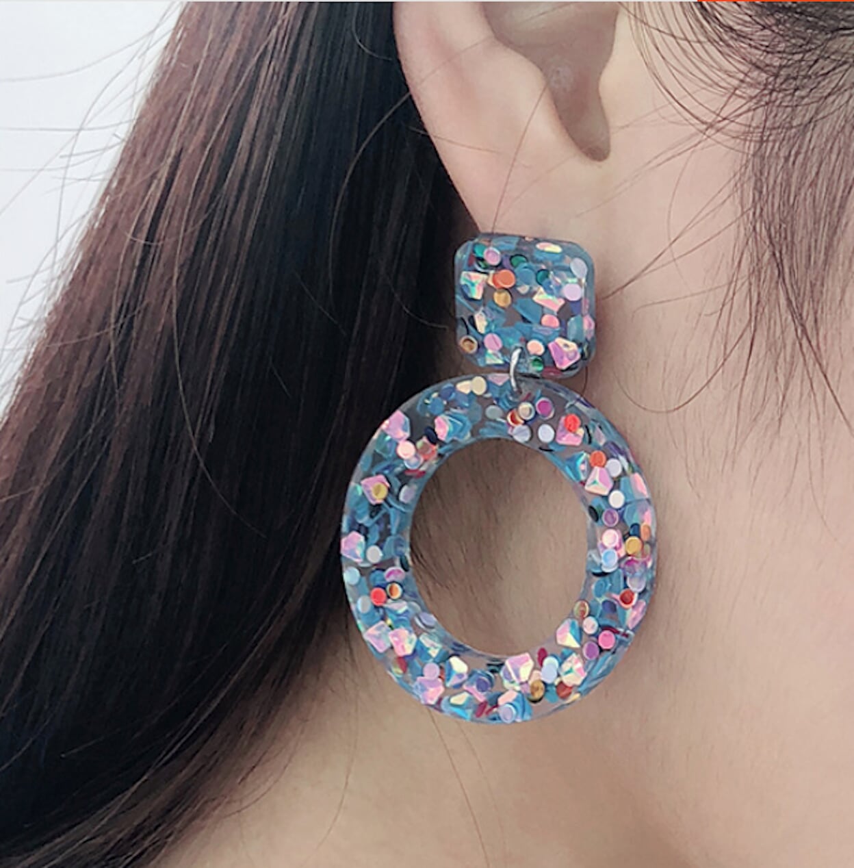 Acrylic Earrings with Vibrant Hollow Design