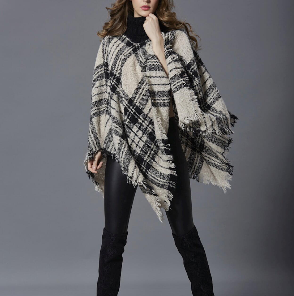 Turtleneck Poncho for Women