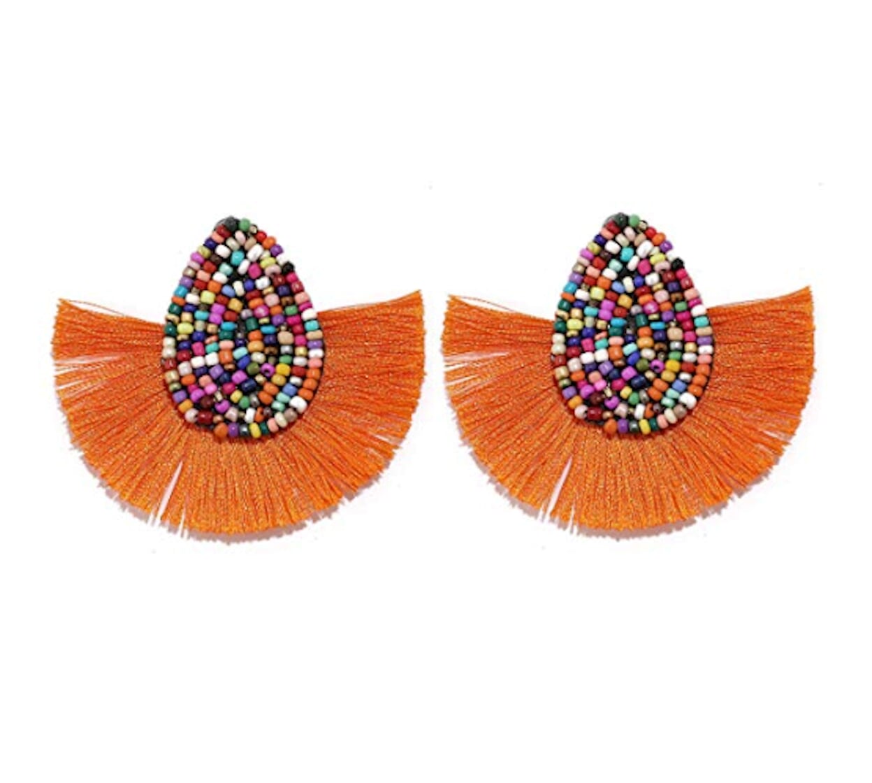 Vibrant Tasseled Waterdrop Earrings with Beaded Accents