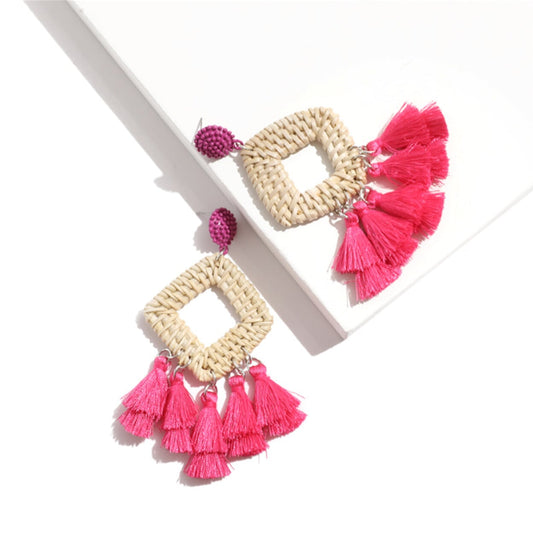 Tassel Rattan Dangle Earrings
