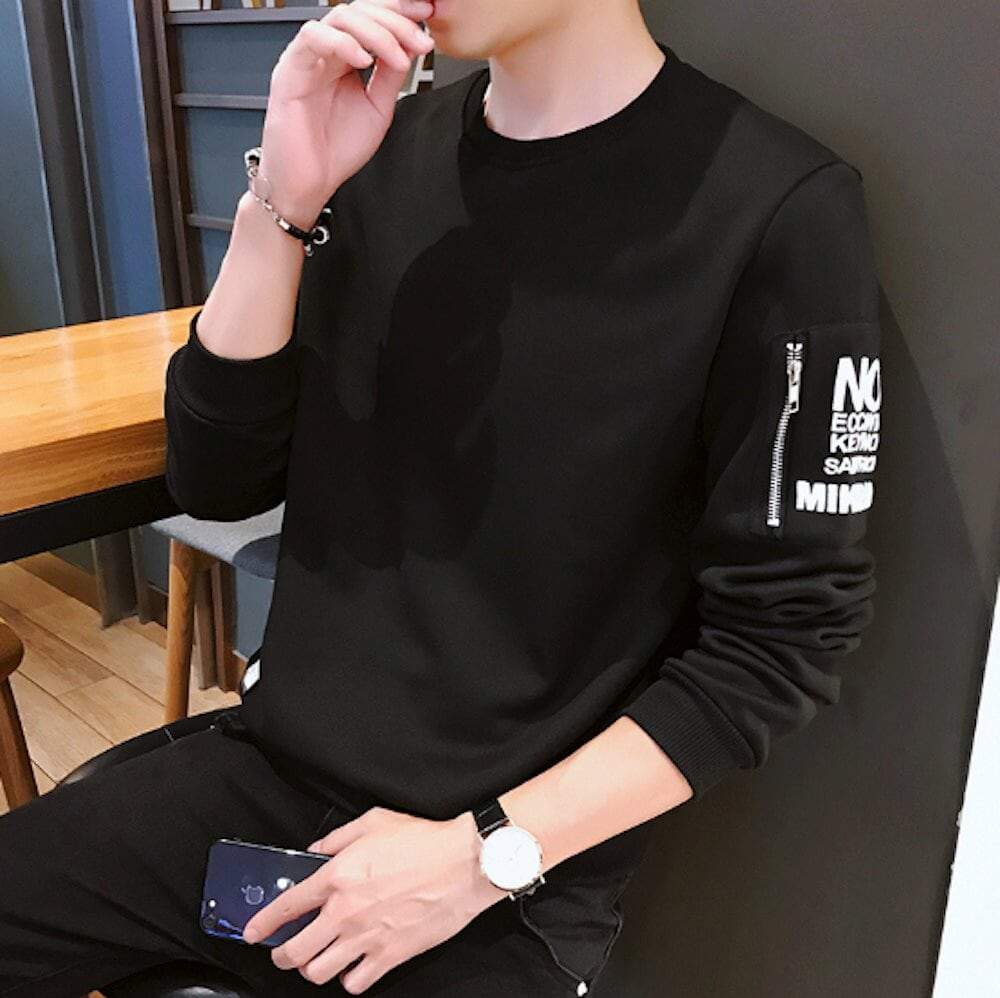 White Men's Sweatshirt with Convenient Side Pockets