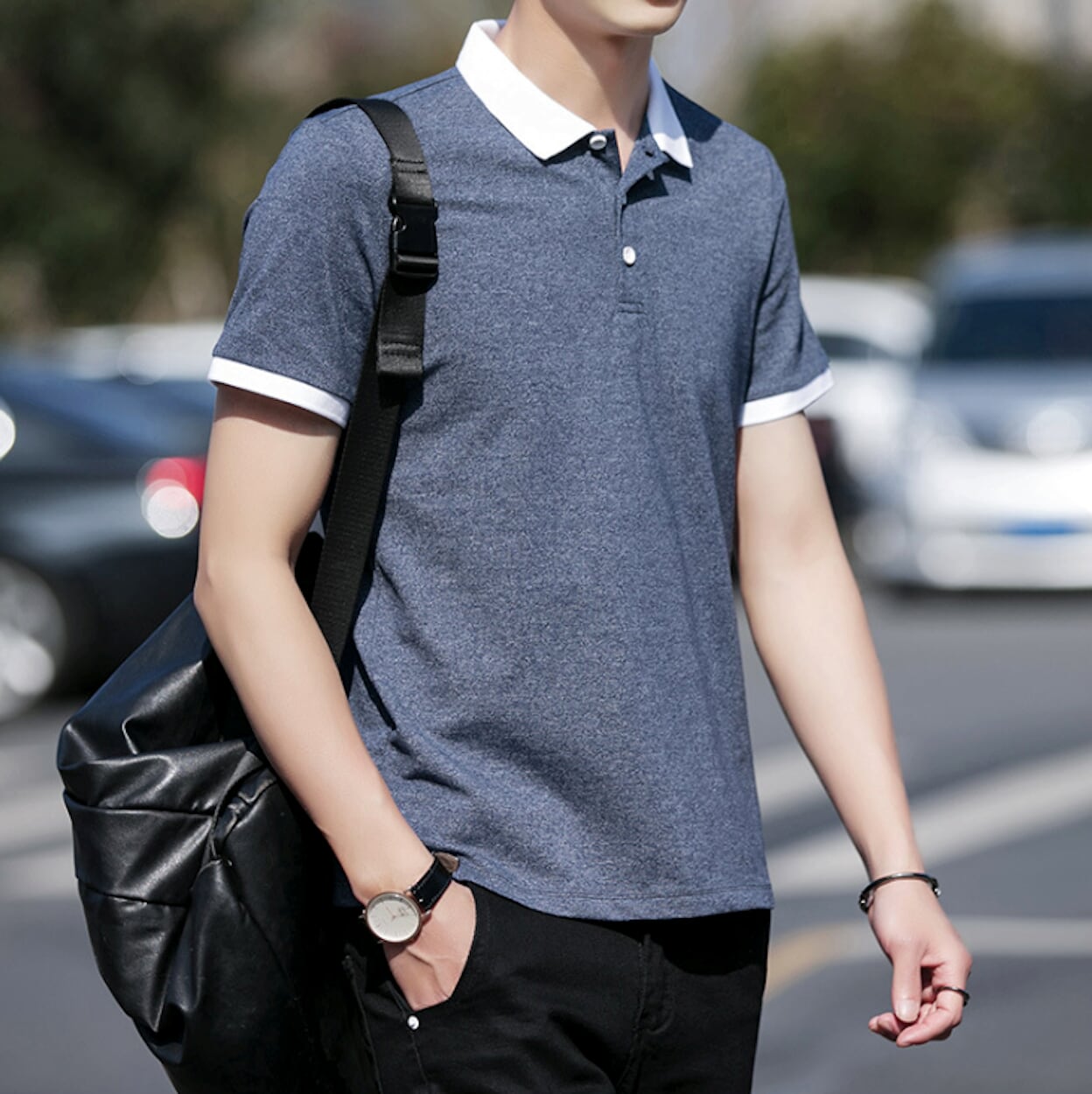 Contrast Collar Men's Polo Shirt