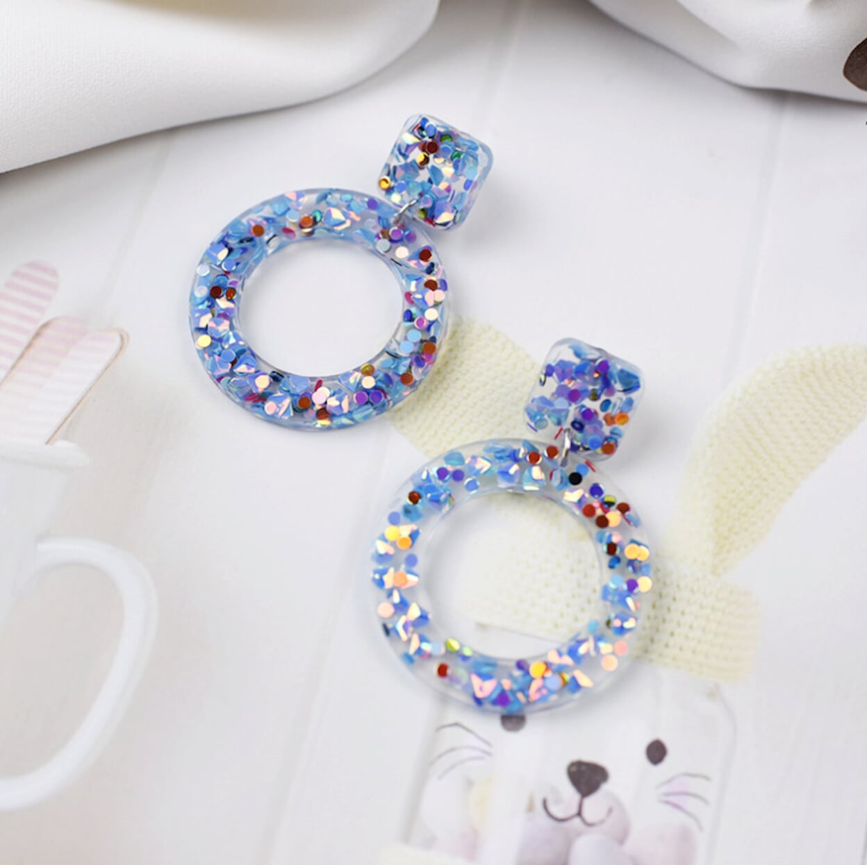 Acrylic Earrings with Vibrant Hollow Design