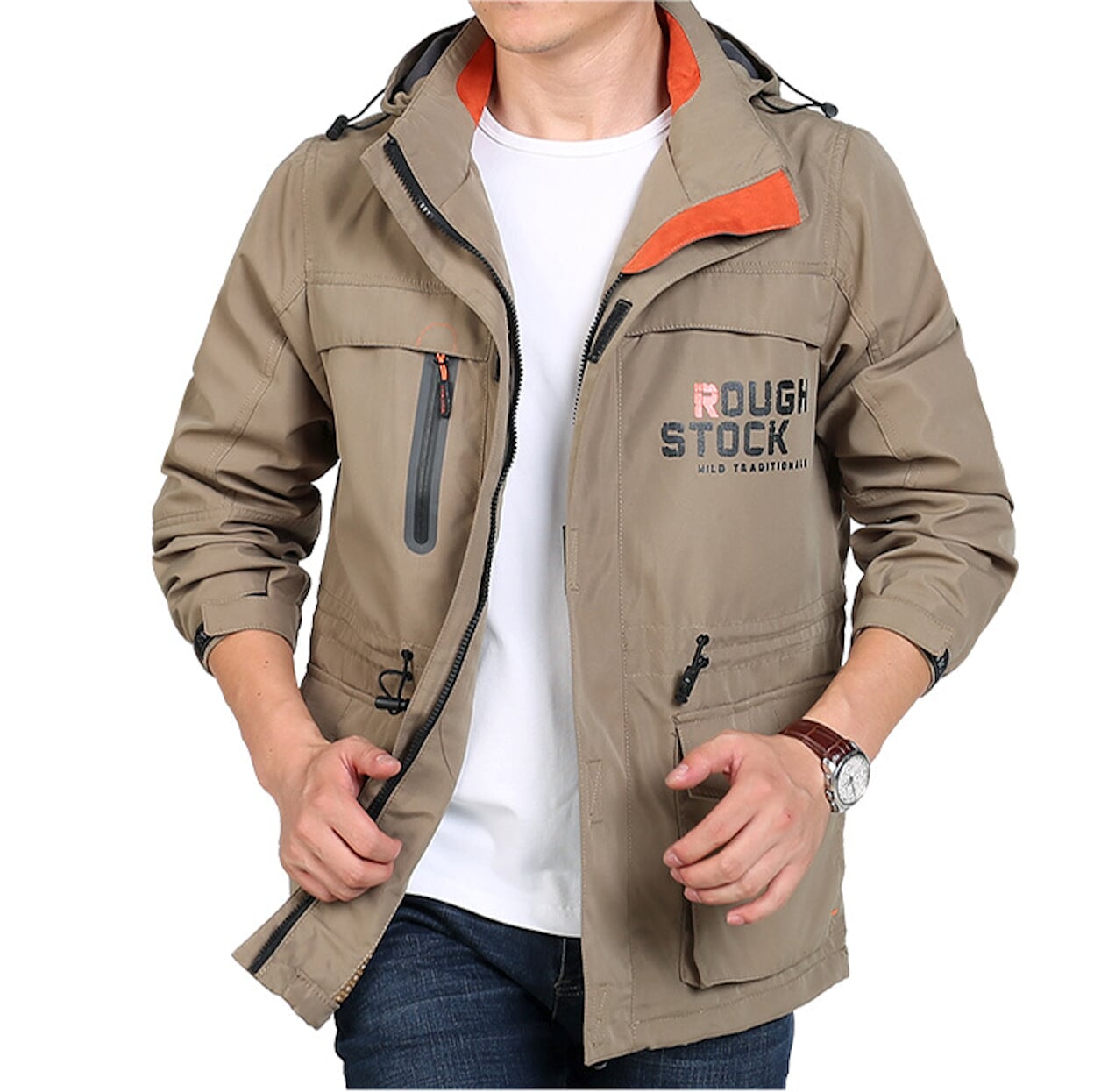 Windproof Hooded Men's Jacket with Detachable Hood