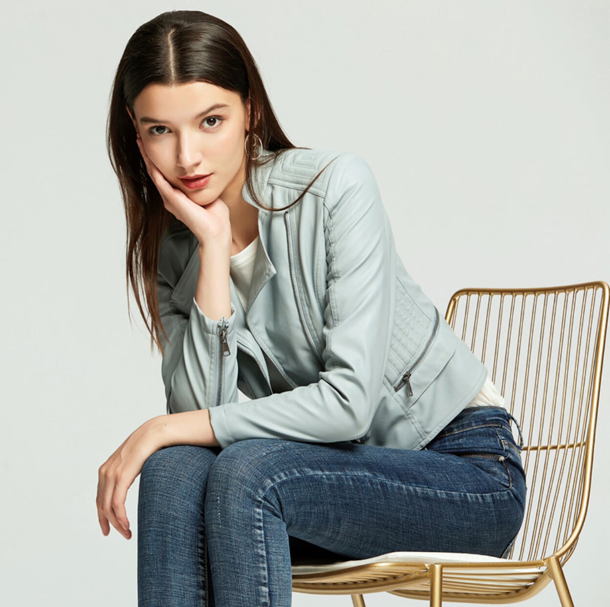 Cropped Motorcycle Jacket for Women with Slim Fit