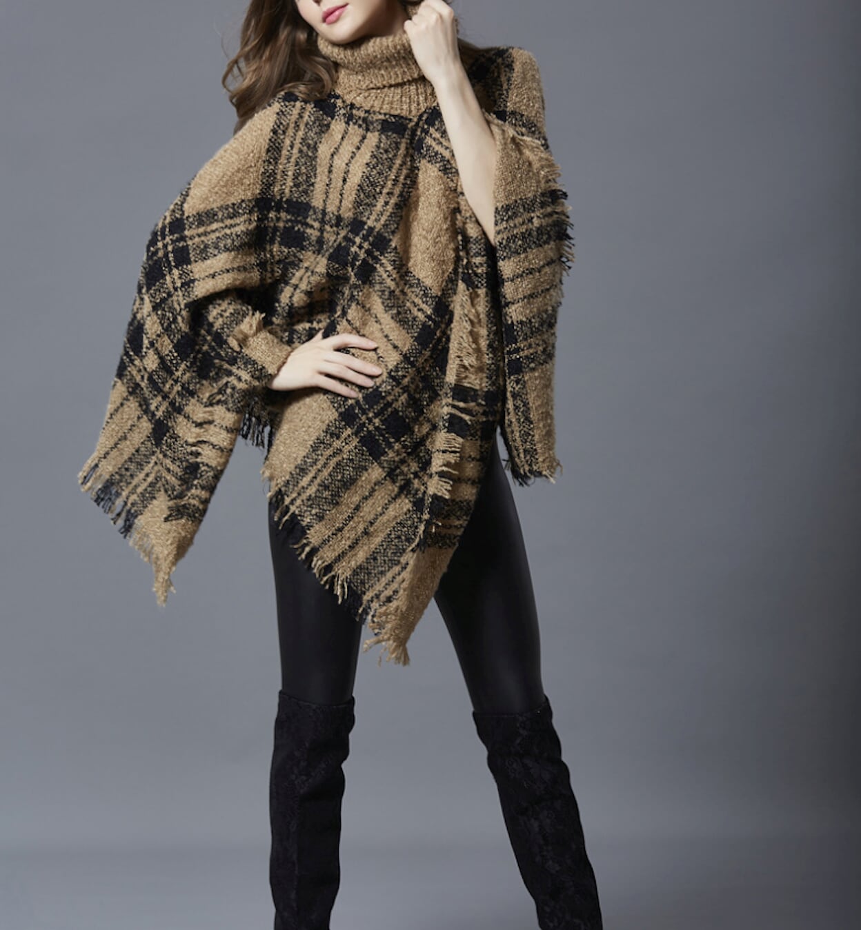 Turtleneck Poncho for Women