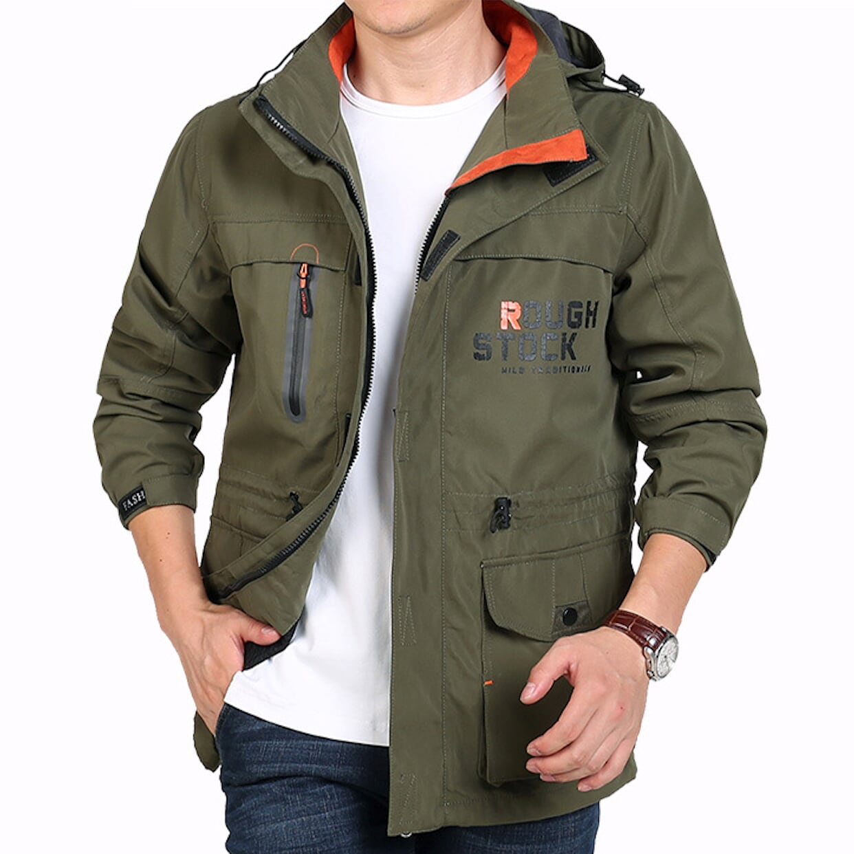 Windproof Hooded Men's Jacket with Detachable Hood