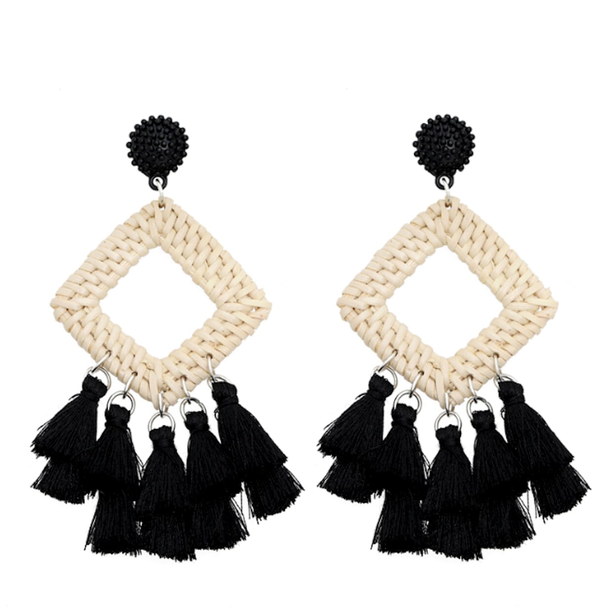 Tassel Rattan Dangle Earrings
