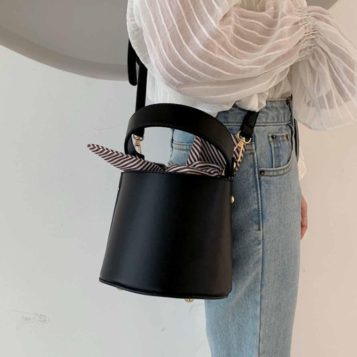 Inner Striped Bucket Bag
