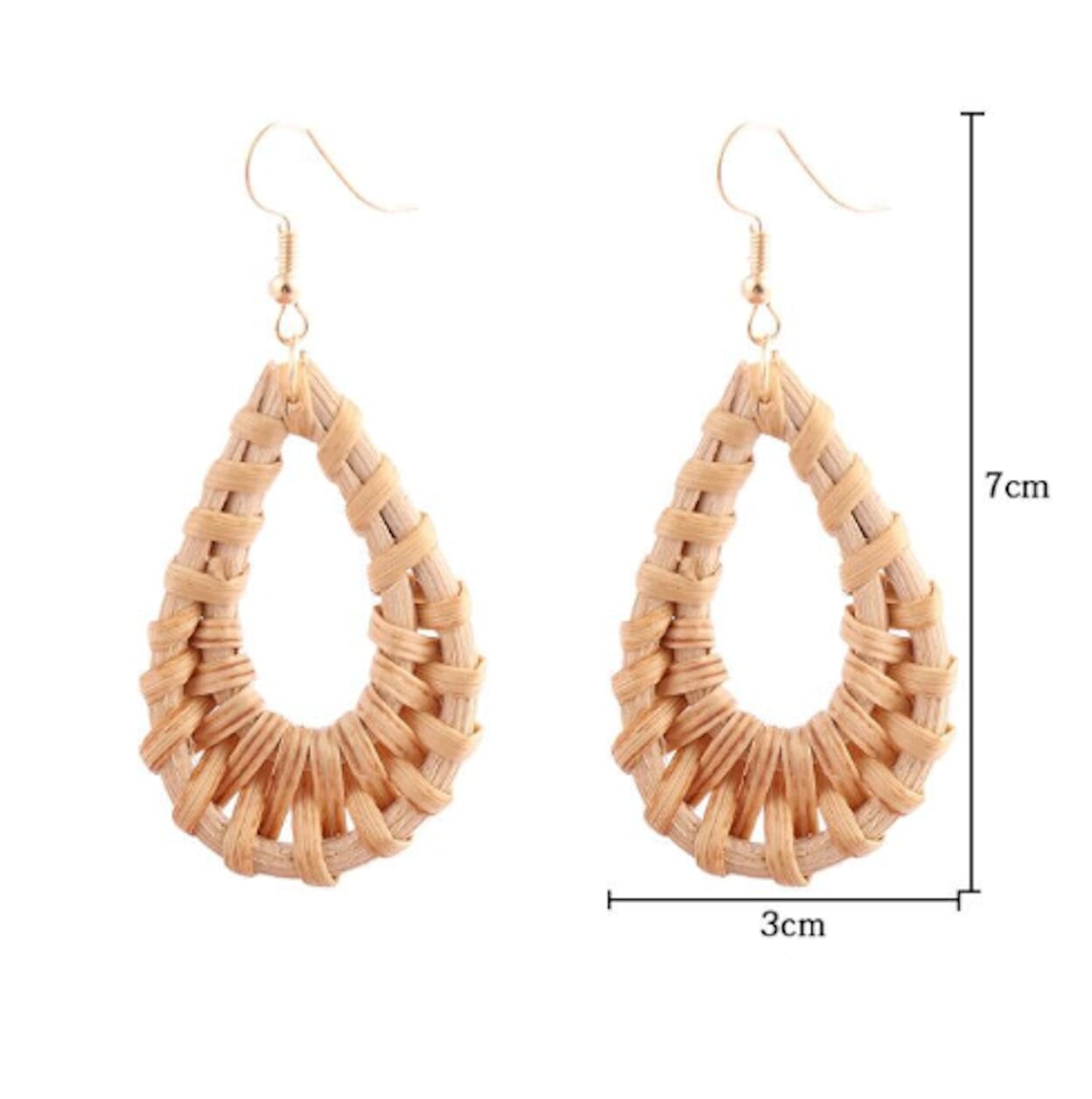 Waterdrop Earrings in Rattan Design