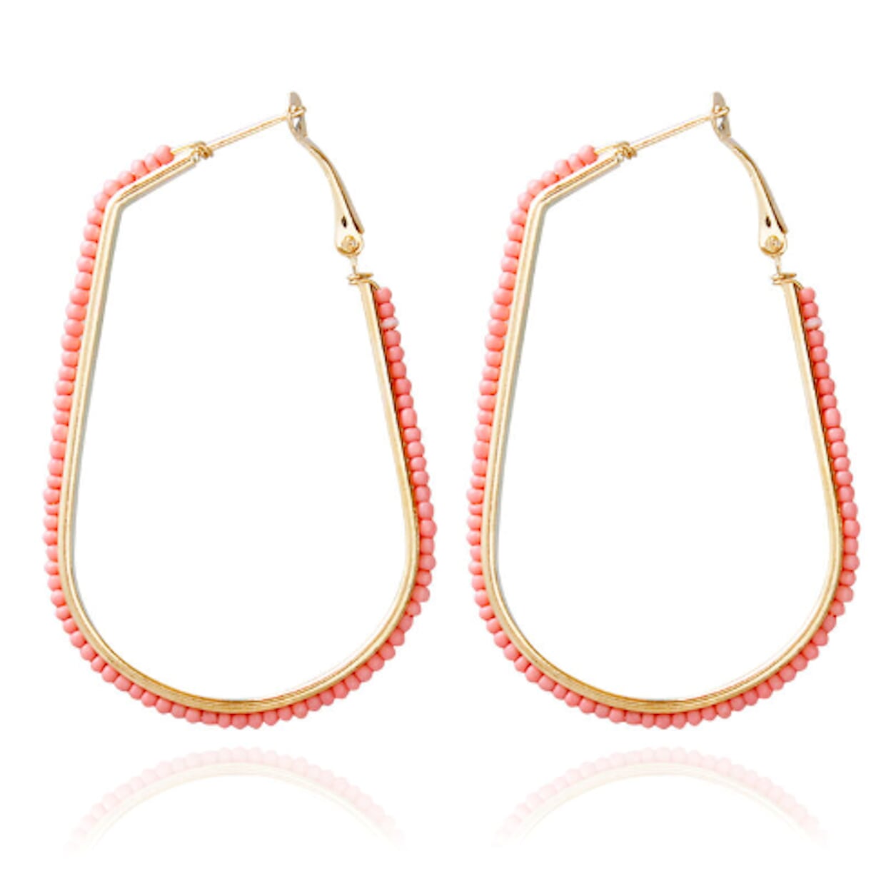 Beaded Elongated Circle Earrings