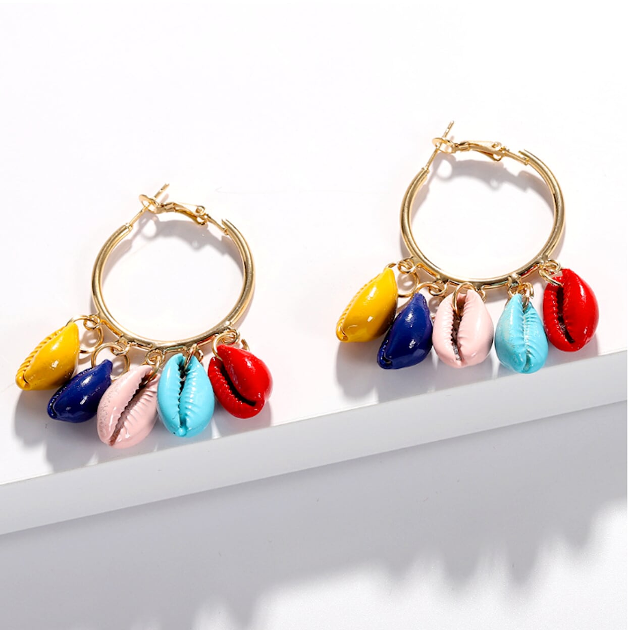 Vibrant Shell Circle Earrings