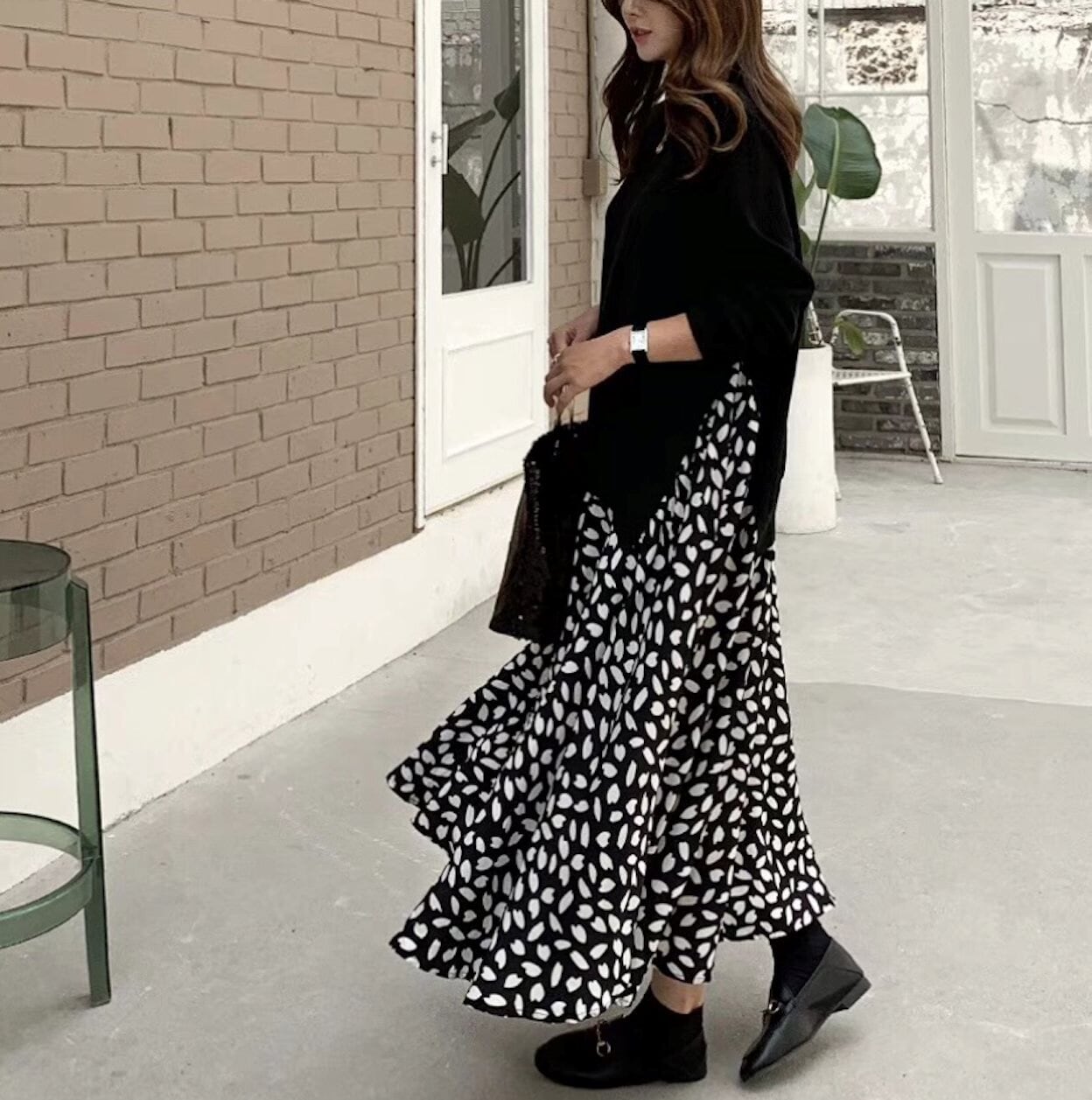 Layered Floral Print Dress Women's Sweater