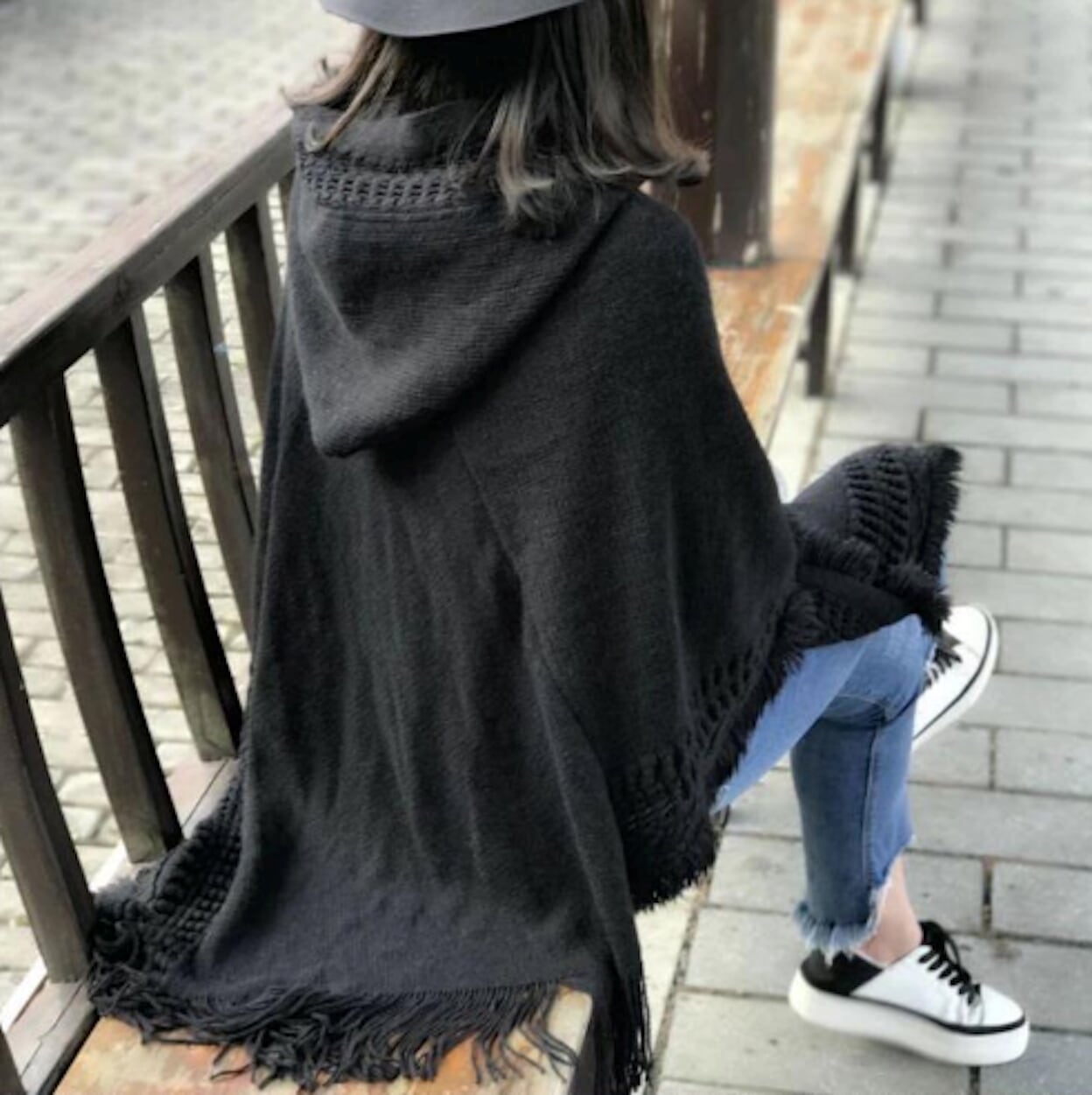 Women's Fringed Hooded Cape