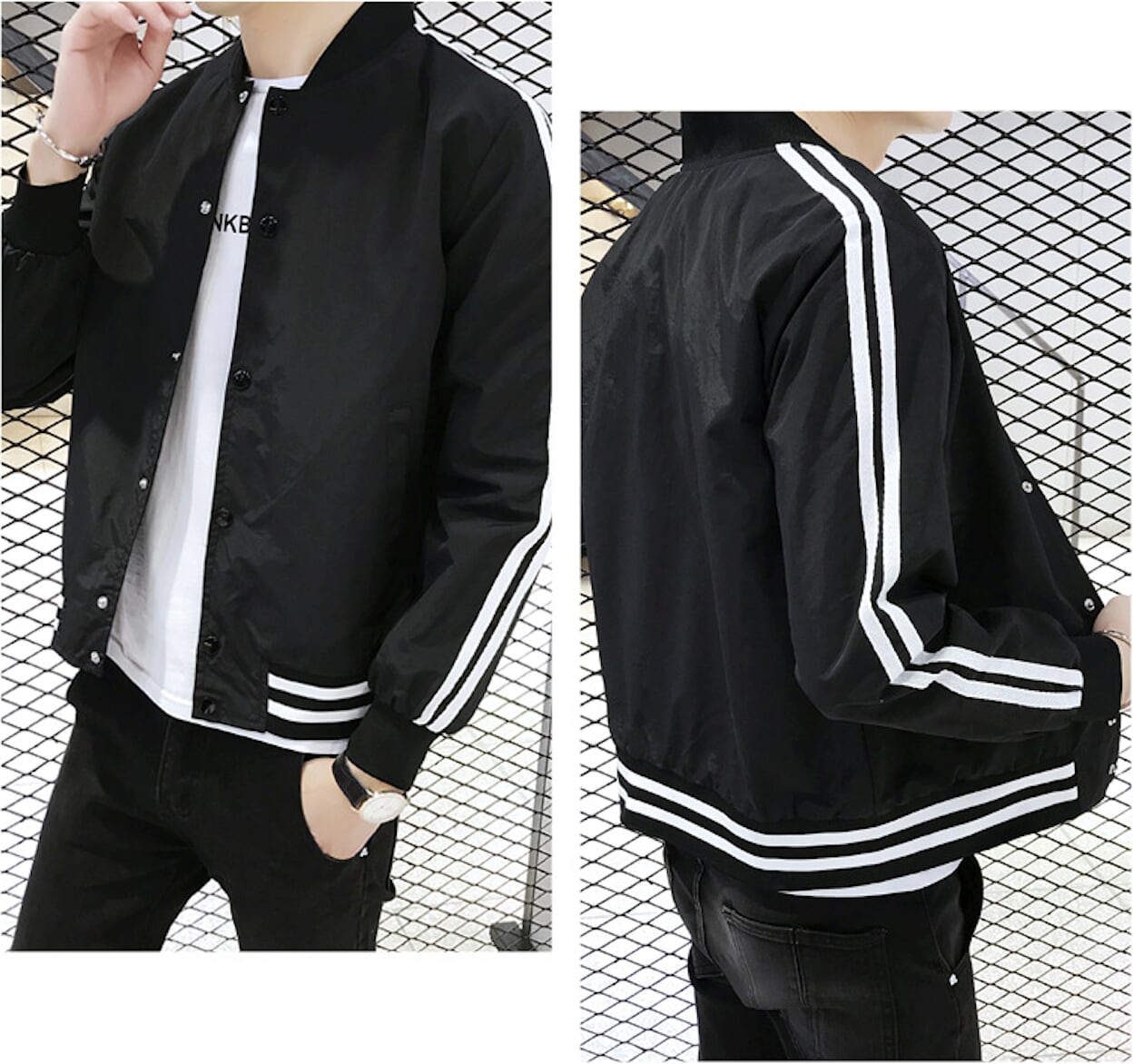 Baseball Jacket for Men with Stripes