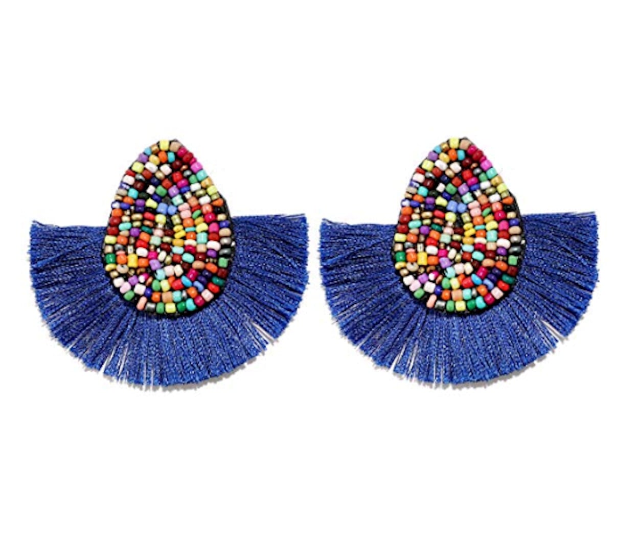 Vibrant Tasseled Waterdrop Earrings with Beaded Accents