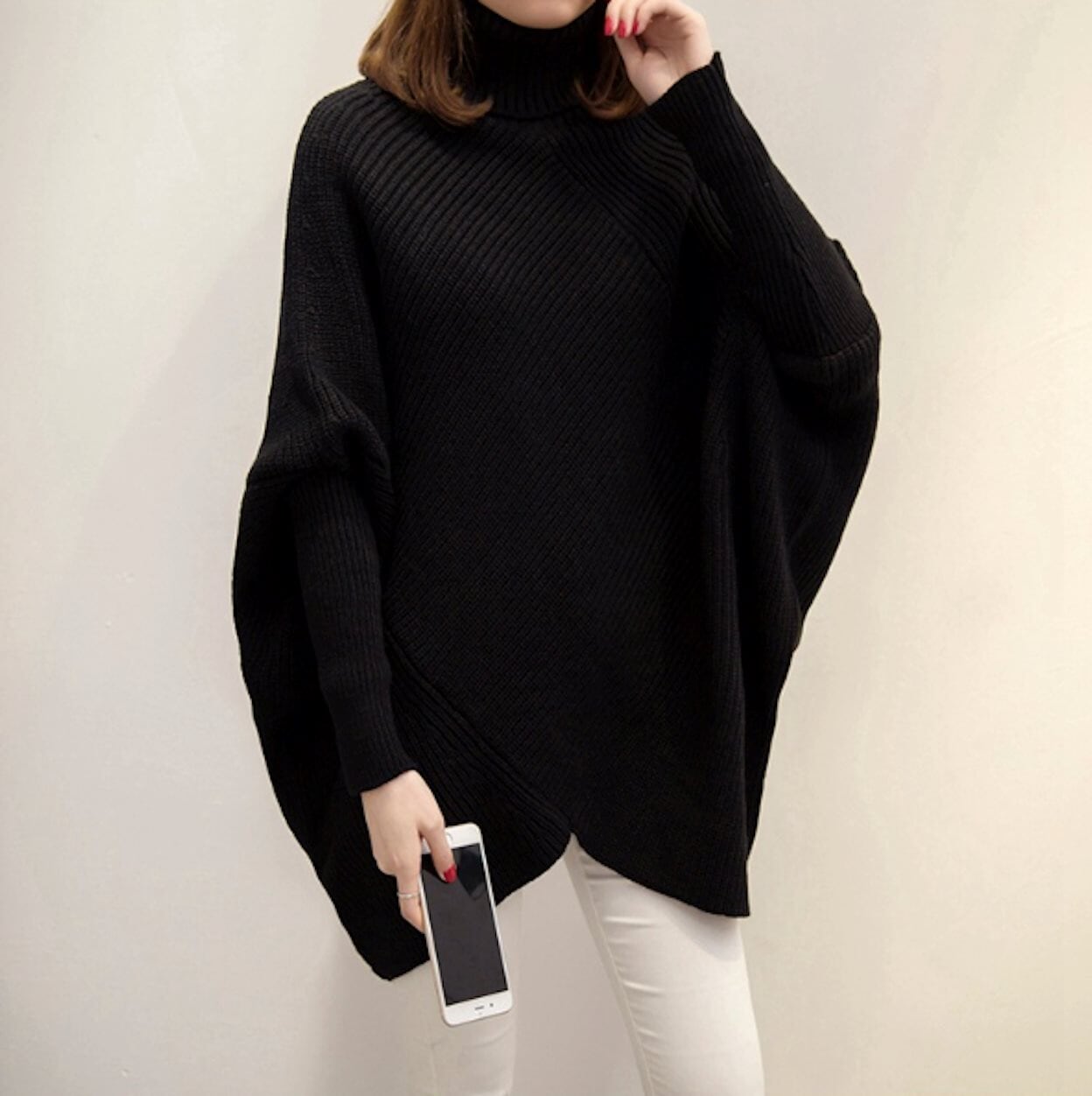 Turtleneck Batwing Sweater for Women