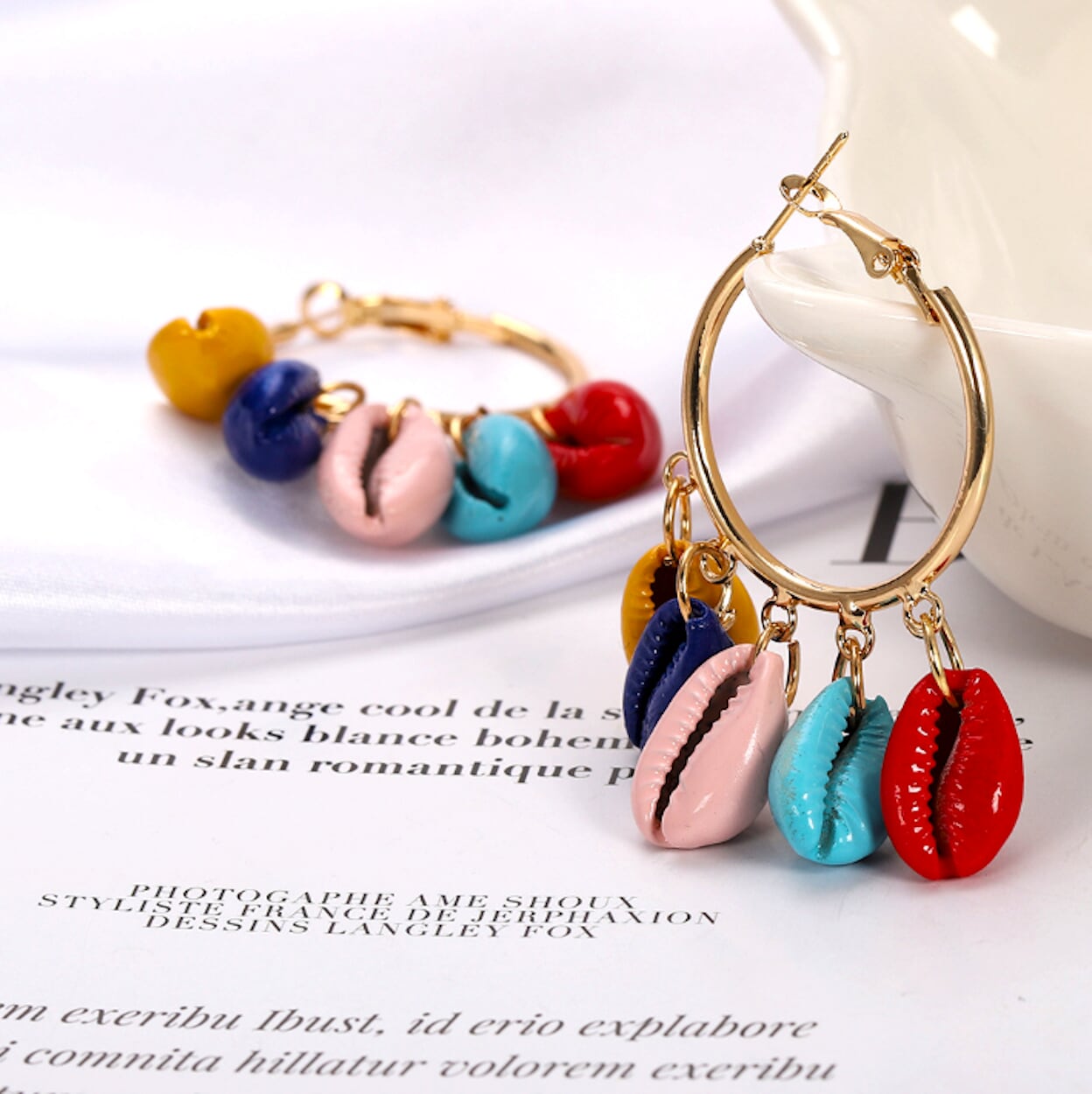 Vibrant Shell Circle Earrings
