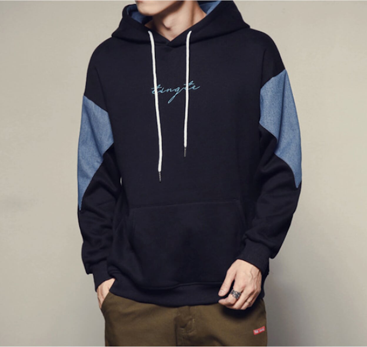 Two Tone Pocketed Hoodie for Men
