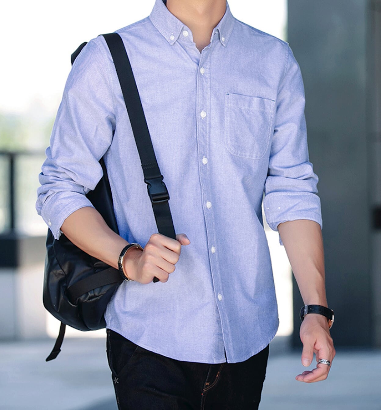 Long Sleeve Men's Button-Up Shirt: Retaining the Essence while Distinguishing from the Original